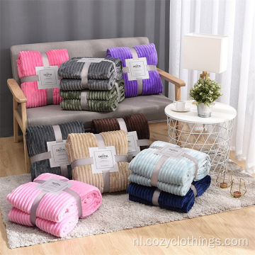 Home Stripe flanel fleece gooi draagbare deken